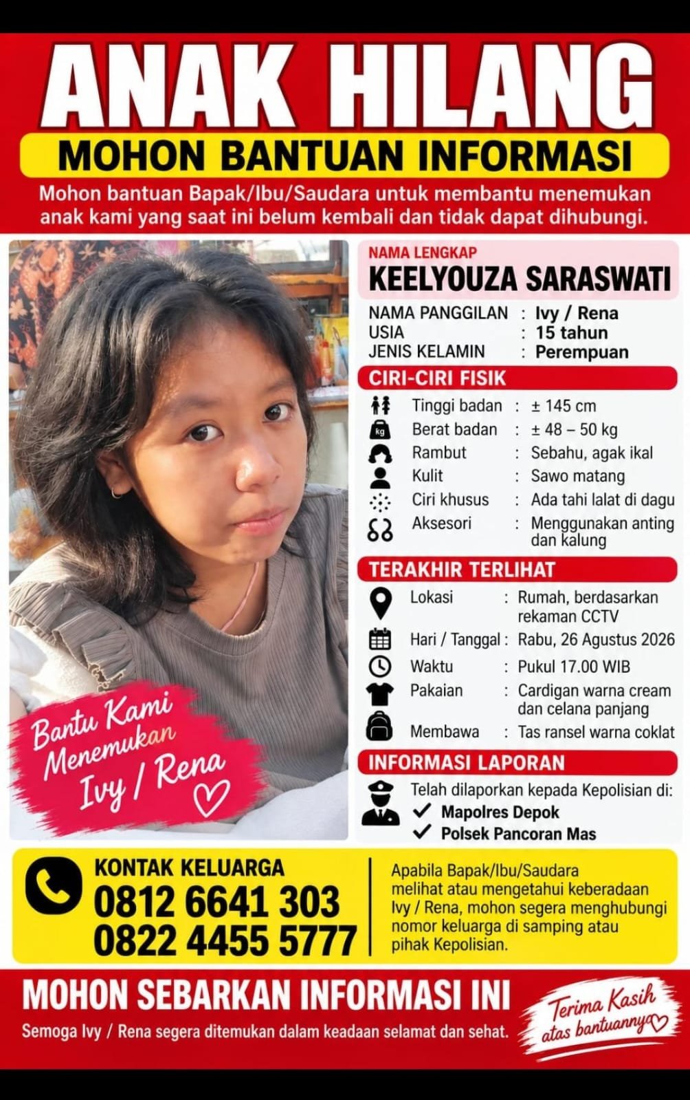 Orang Hilang ... !!!, Jika Menemukannya Hubungi Kontak Link Dibawah Ini